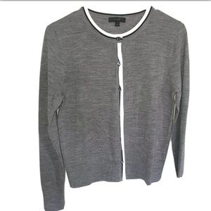 J. Crew Grey Cardigan Cream Trim Size Medium